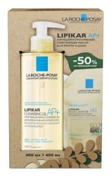 Набор, La Roche-Posay (Ля Рош-Позе) 400 мл + 400 мл Липикар AP+ очищающее масло для купания + масло липидовосполняющее смягчающее для ванны флакон с дозатором + сменный блок (рефил)