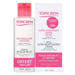 Набор Topicrem крем для лица легкий ультра-увлажняющий + вода мицеллярная мягкая 40 мл + 100 мл